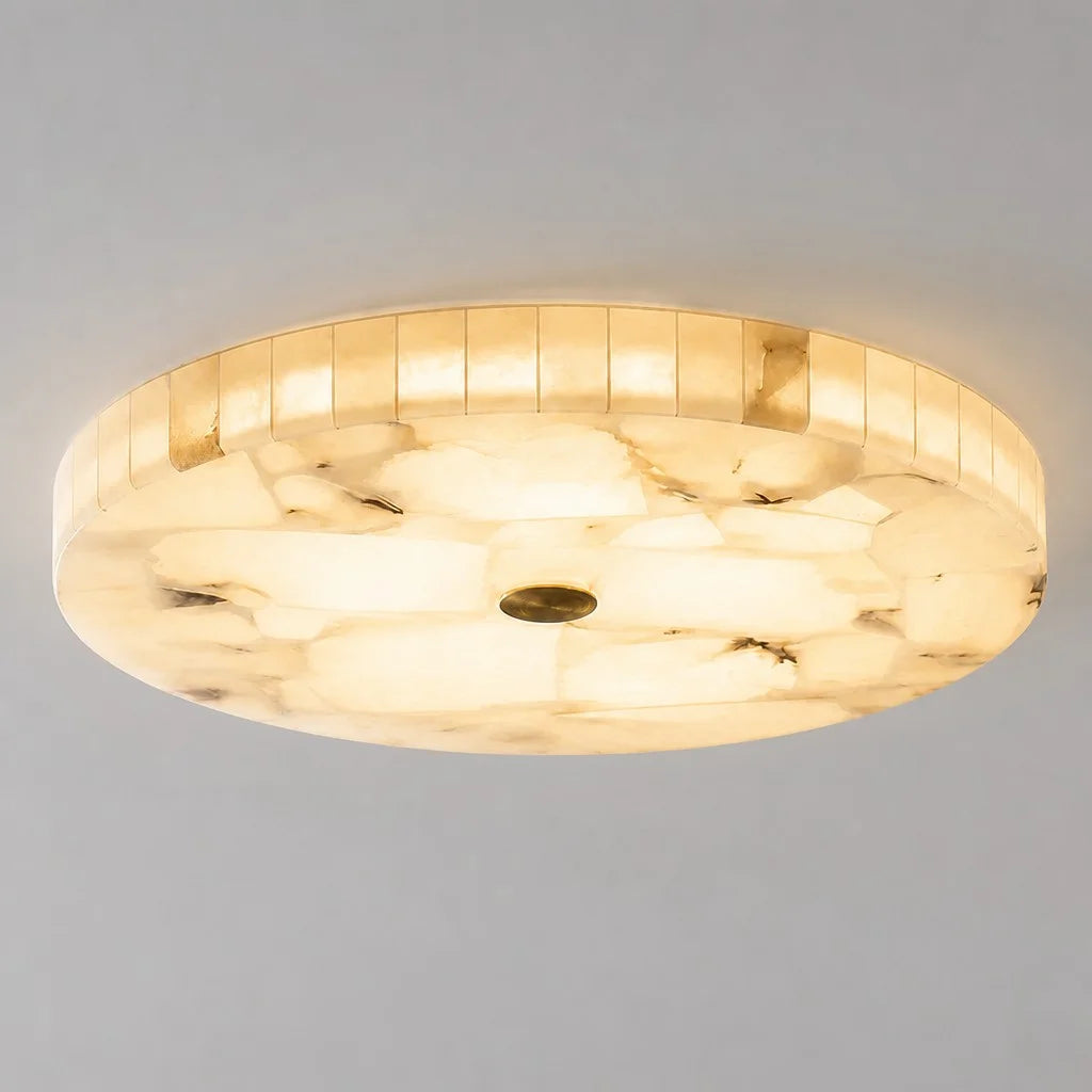 Round Alabaster Flush Ceiling Light — Modern Round Alabaster Ceiling Light