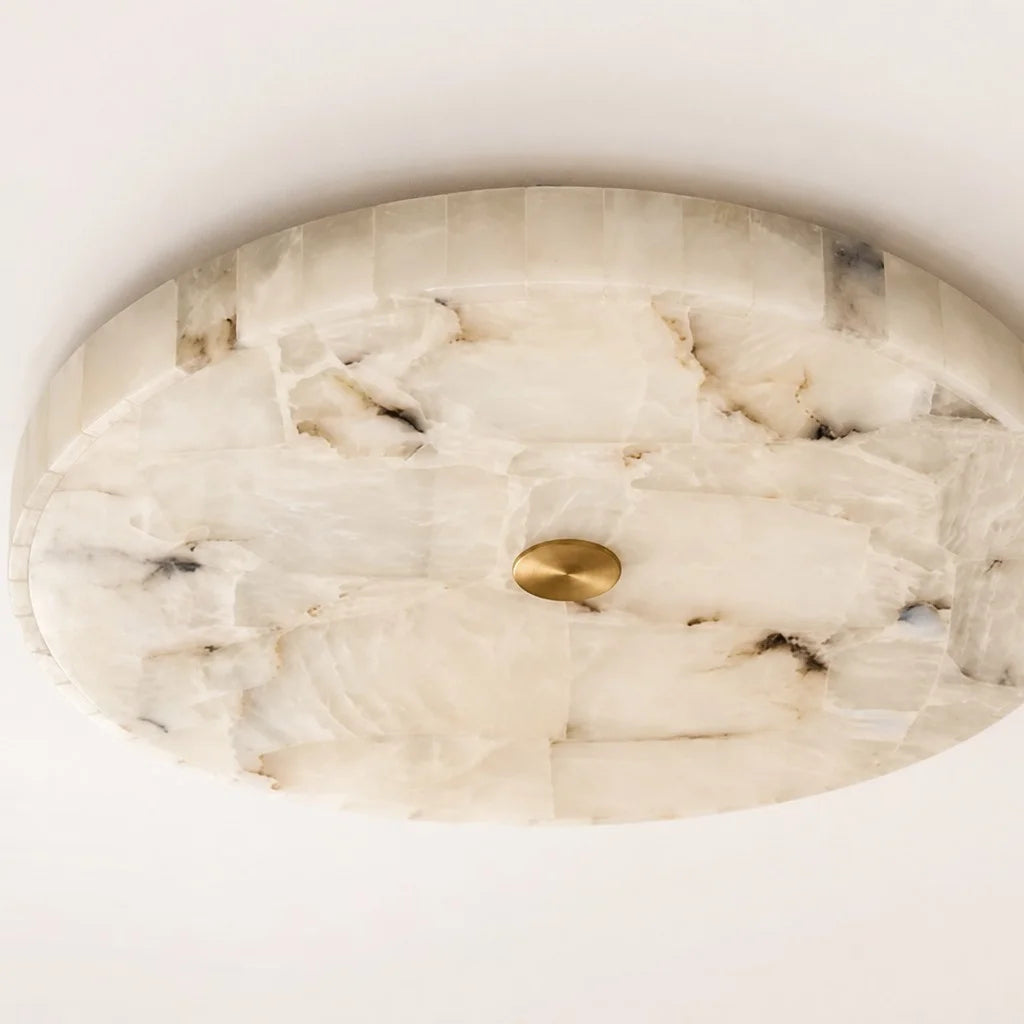 Round Alabaster Flush Ceiling Light — Modern Round Alabaster Ceiling Light