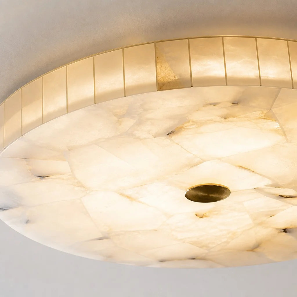 Round Alabaster Flush Ceiling Light — Modern Round Alabaster Ceiling Light