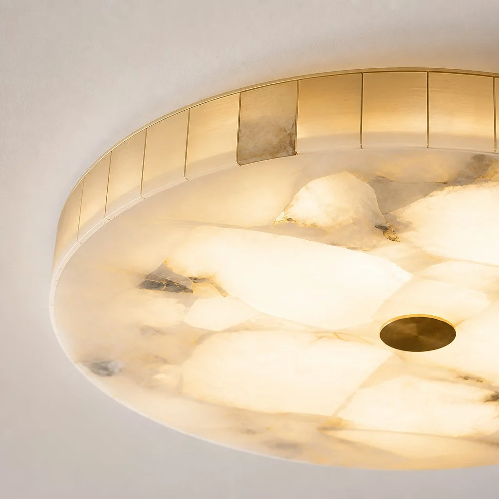 Round Alabaster Flush Ceiling Light — Modern Round Alabaster Ceiling Light