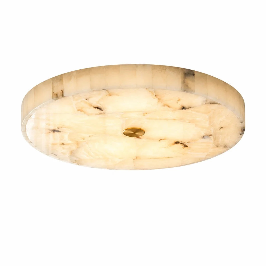 Round Alabaster Flush Ceiling Light — Modern Round Alabaster Ceiling Light