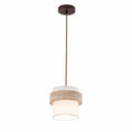 Travertine and Fabric Pendant Lamp — Wabi-Sabi Travertine Cylinder Pendant Light