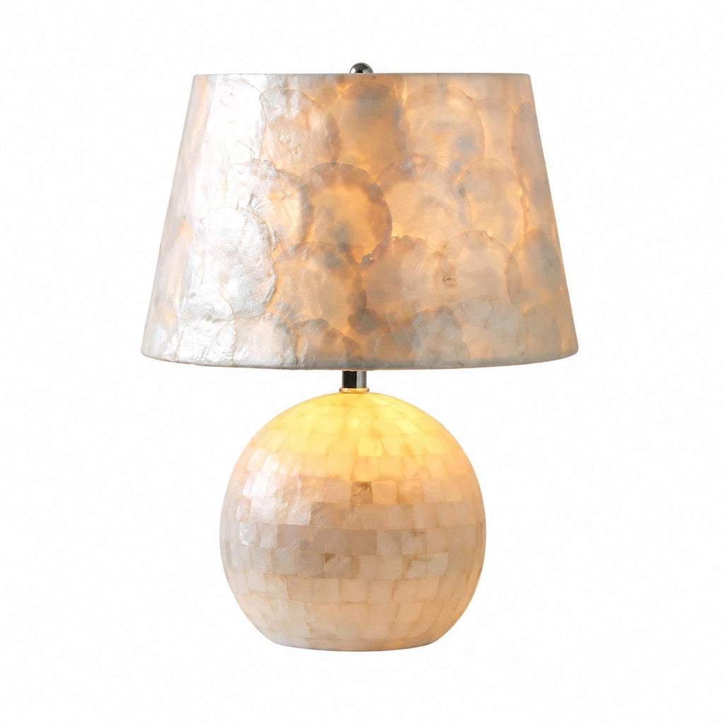 Capiz Drum-Shade Table Lamp — Modern Drum Shade Capiz Table Light