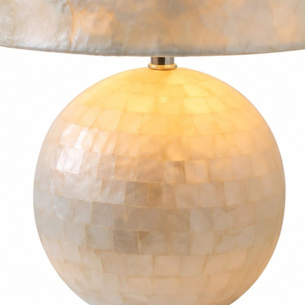 Capiz Drum-Shade Table Lamp — Modern Drum Shade Capiz Table Light