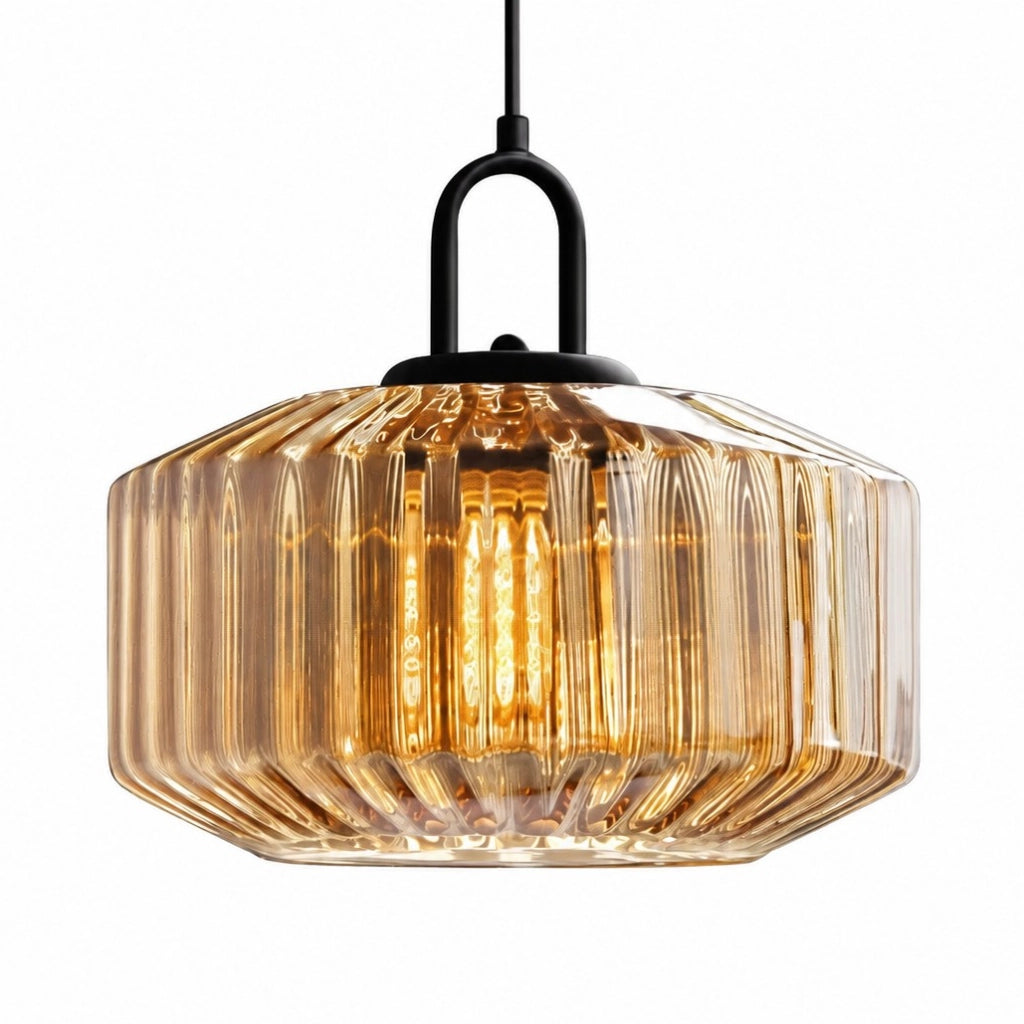 Colourful Ribbed Glass Drum Pendant — ribbed glass drum shade