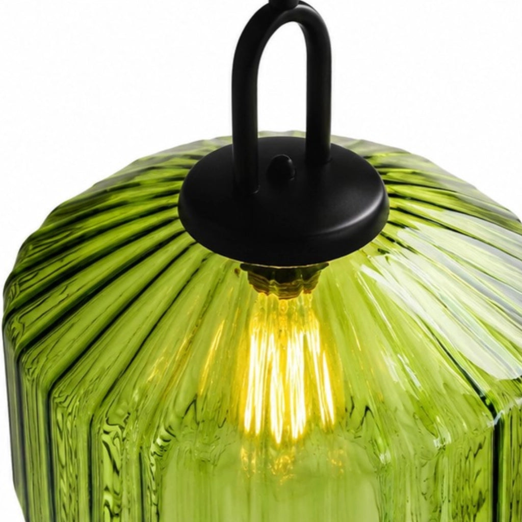 Colourful Ribbed Glass Drum Pendant — ribbed glass drum shade