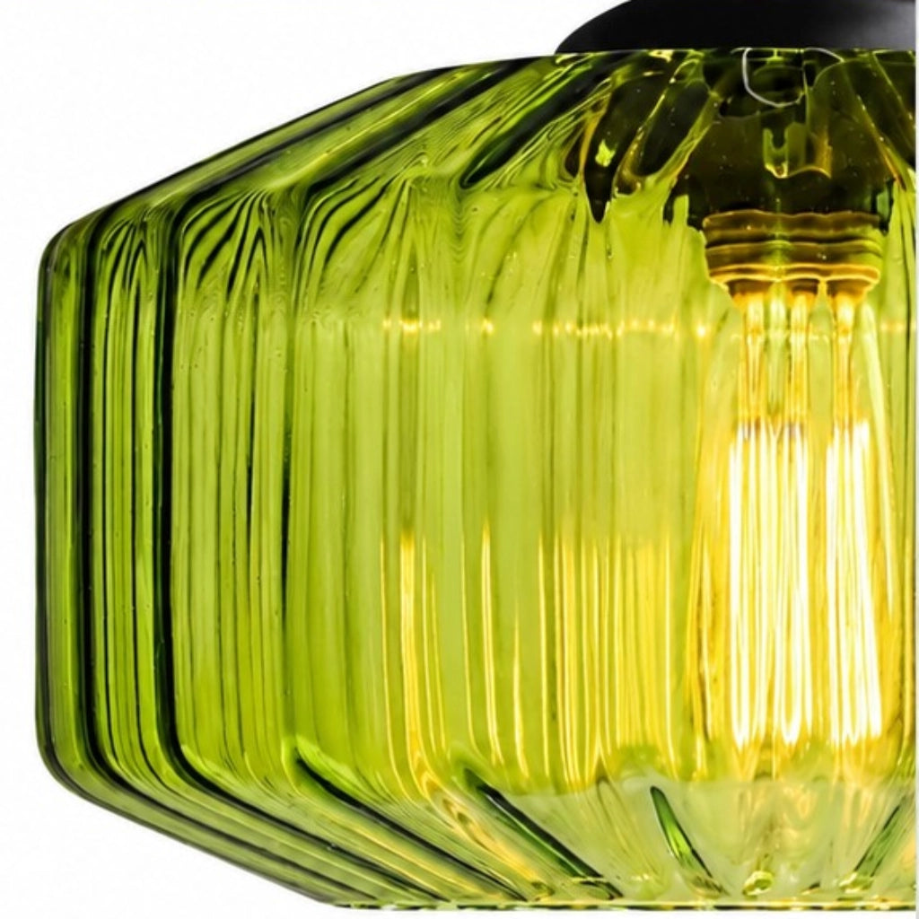 Colourful Ribbed Glass Drum Pendant — ribbed glass drum shade