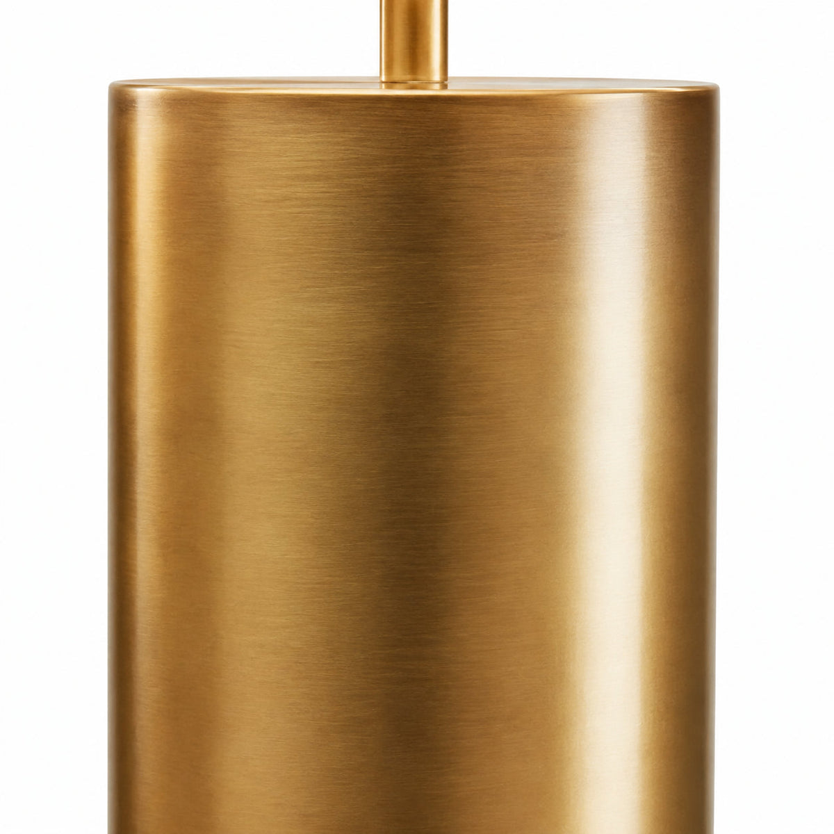Conical Linen Shade Table Lamp with Brass-Tone Base — conical shade and cylindrical brass-colour base