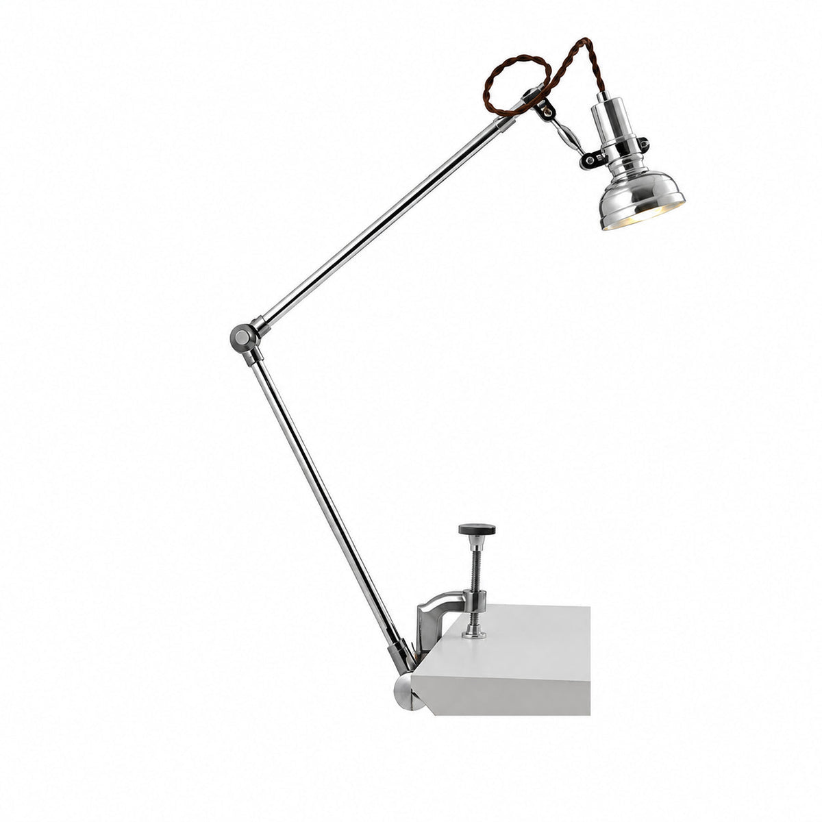 Adjustable Metal Dome Table Lamp — adjustable chrome dome and clamp