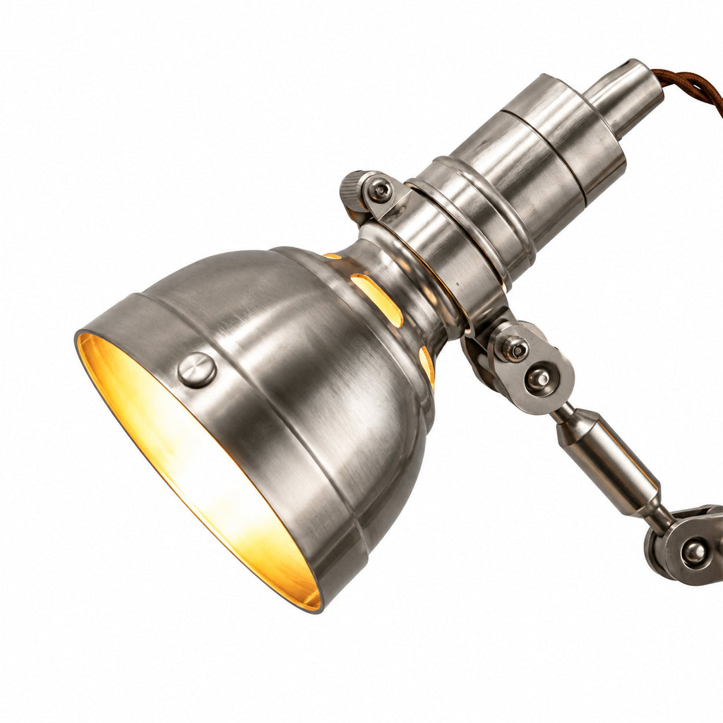Adjustable Metal Dome Table Lamp — adjustable chrome dome and clamp