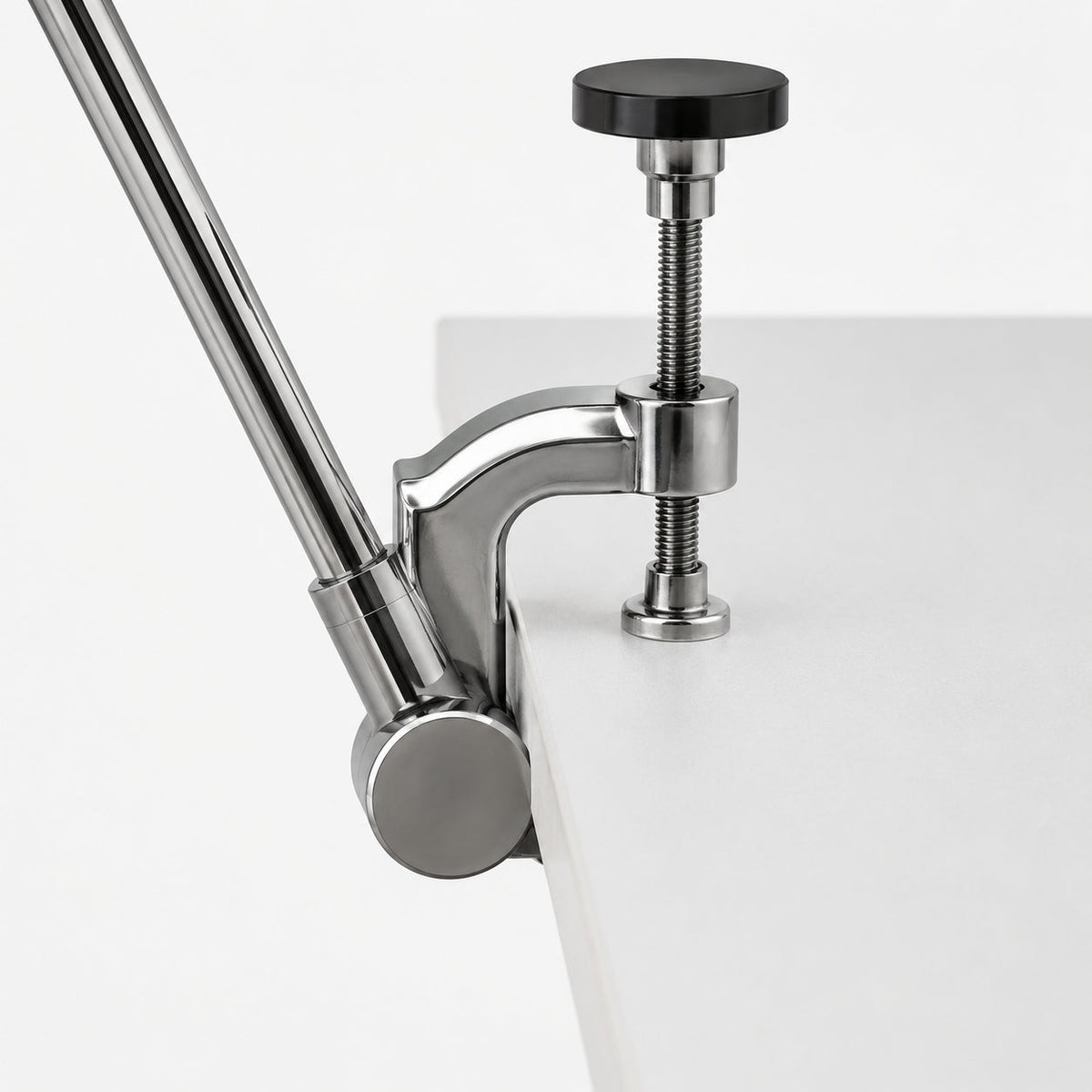 Adjustable Metal Dome Table Lamp — adjustable chrome dome and clamp