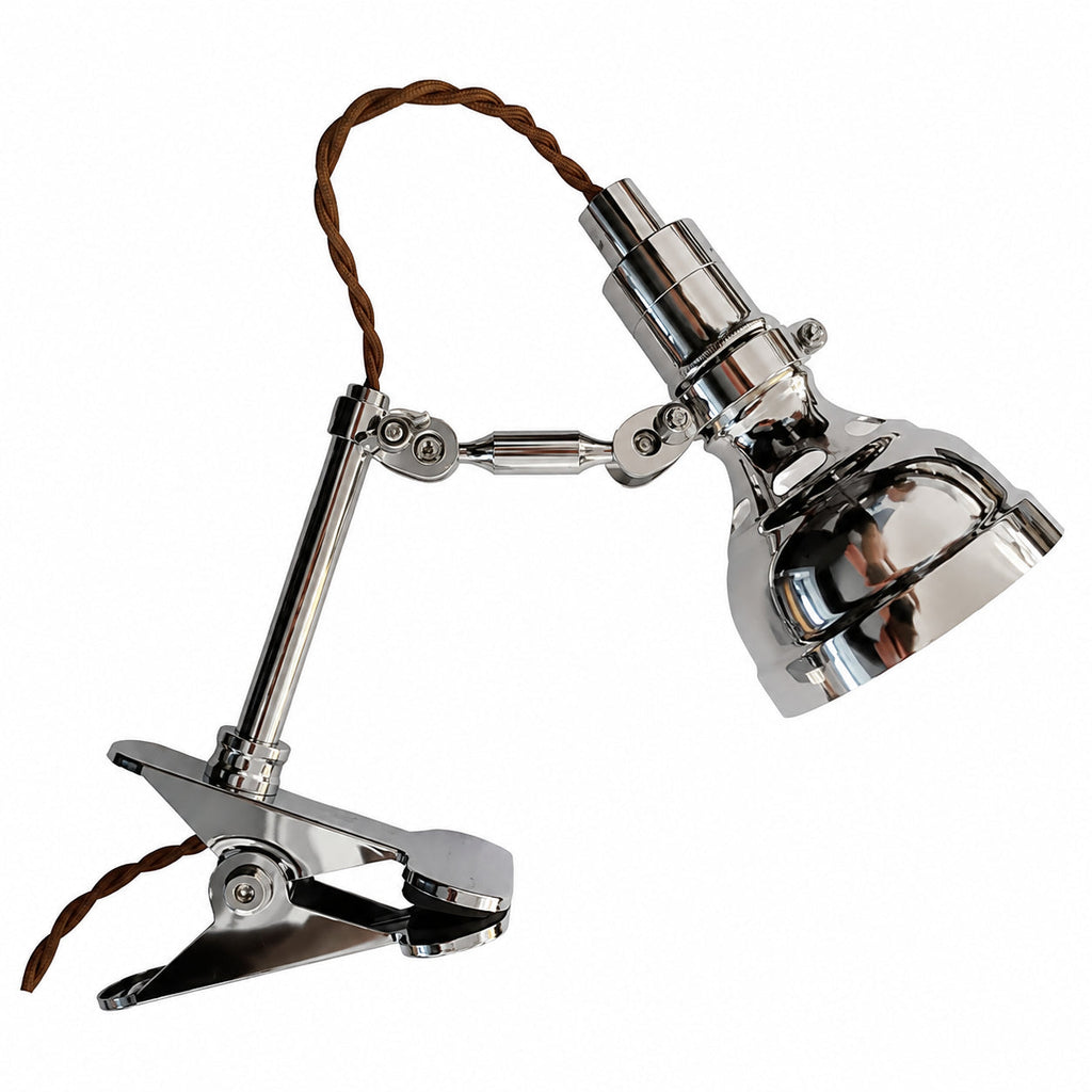 Adjustable Metal Dome Table Lamp — adjustable chrome dome and clamp
