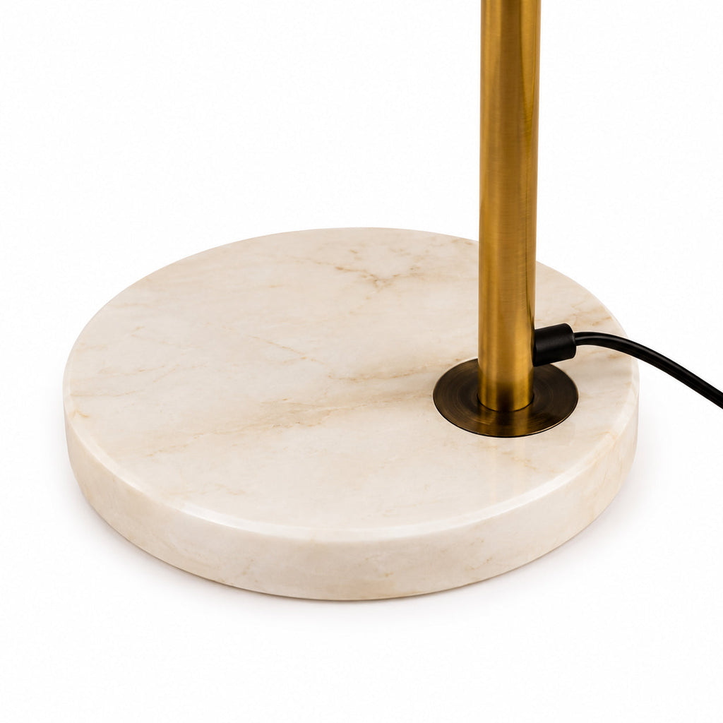 Amber Glass Globe Floor Lamp — amber globe and slim floor-lamp stem