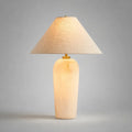 Alabaster and Linen Table Lamp with Two-Light Fitting — Transitional Alabaster Table Lamp