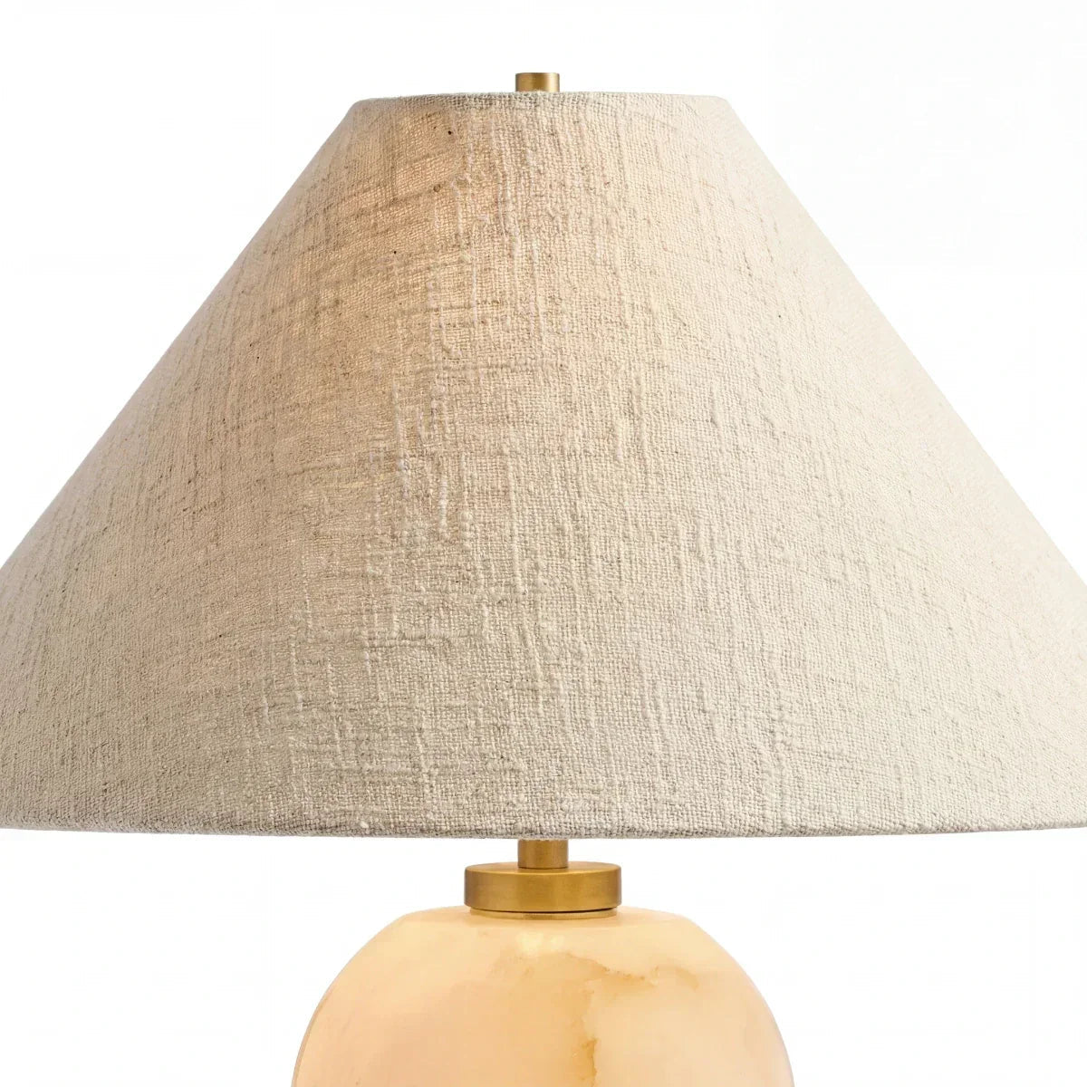 Alabaster and Linen Table Lamp with Two-Light Fitting — Transitional Alabaster Table Lamp