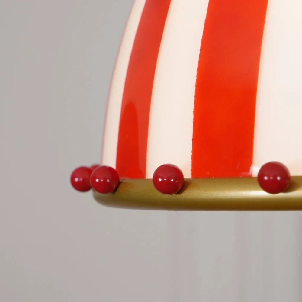 Red and White Striped Statement Table Lamp — Modern Whimsical Red Striped Table Lamp