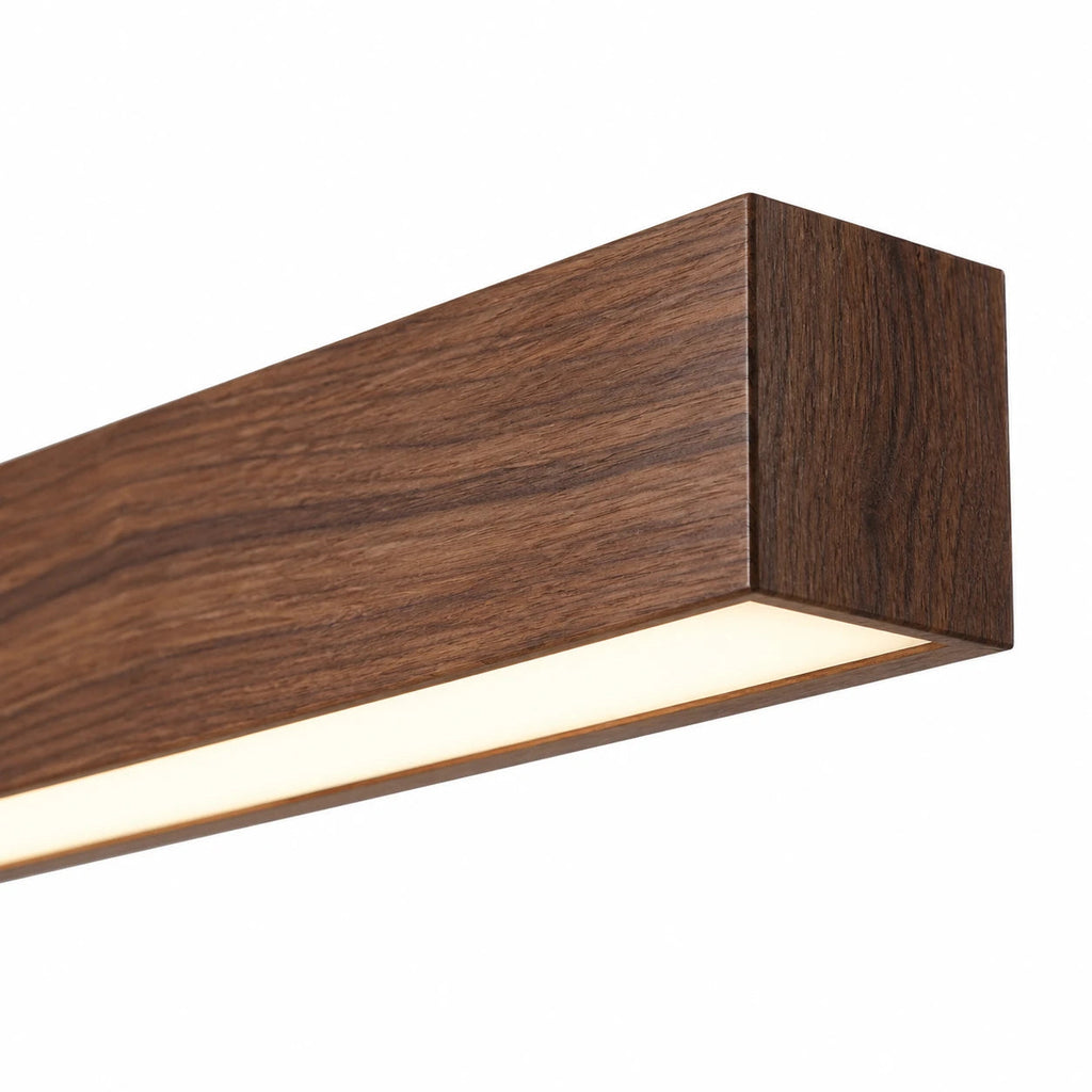 Dark Wood-Grain Linear LED Pendant — dark wood-grain linear pendant