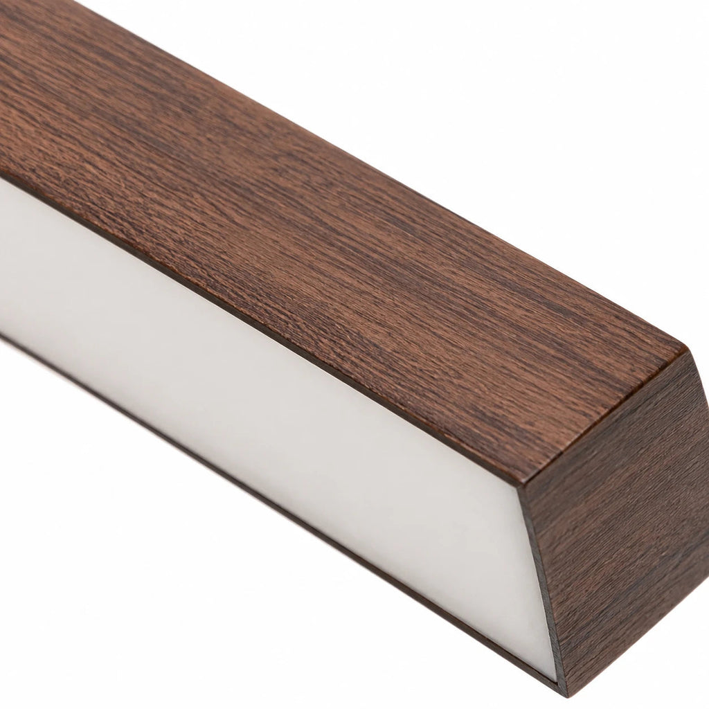 Dark Wood-Grain Linear LED Pendant — dark wood-grain linear pendant