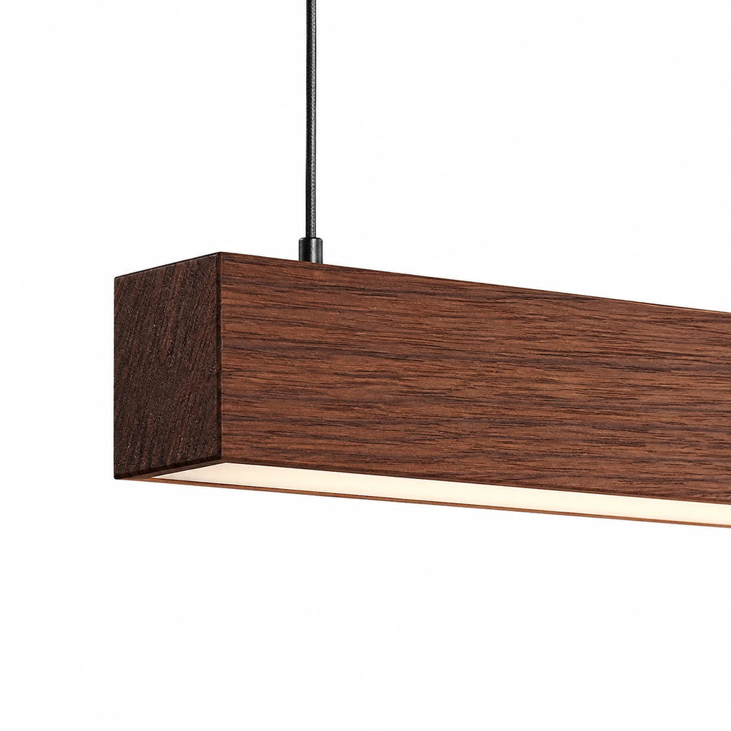 Dark Wood-Grain Linear LED Pendant — dark wood-grain linear pendant