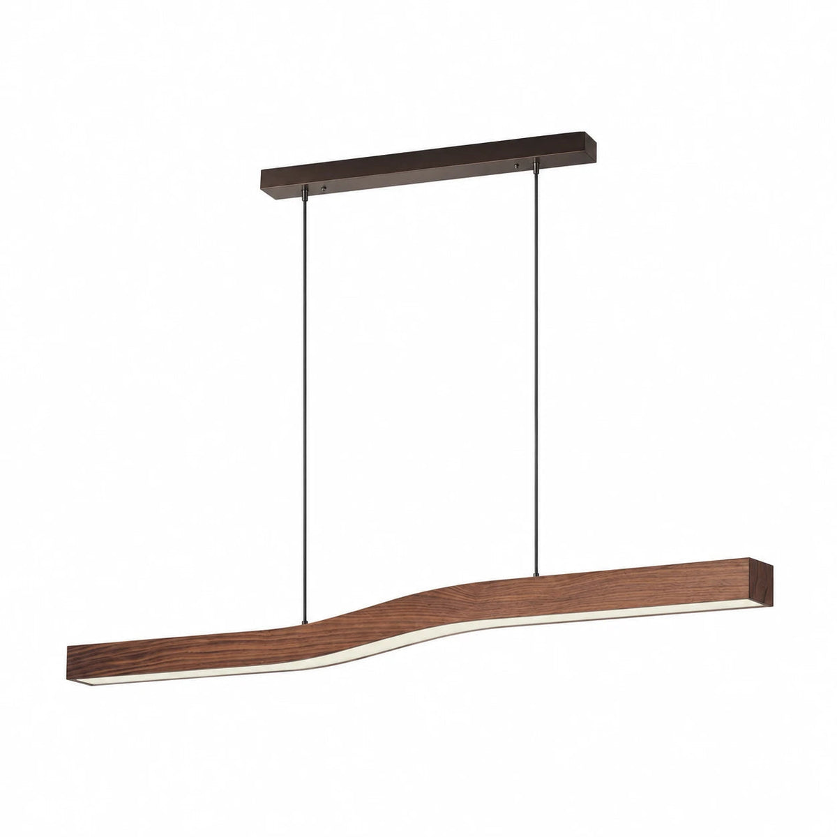 Dark Wood-Grain Linear LED Pendant — dark wood-grain linear pendant
