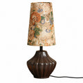 Floral Shade Table Lamp with Fluted Decorative Base — floral shade and ribbed dark base