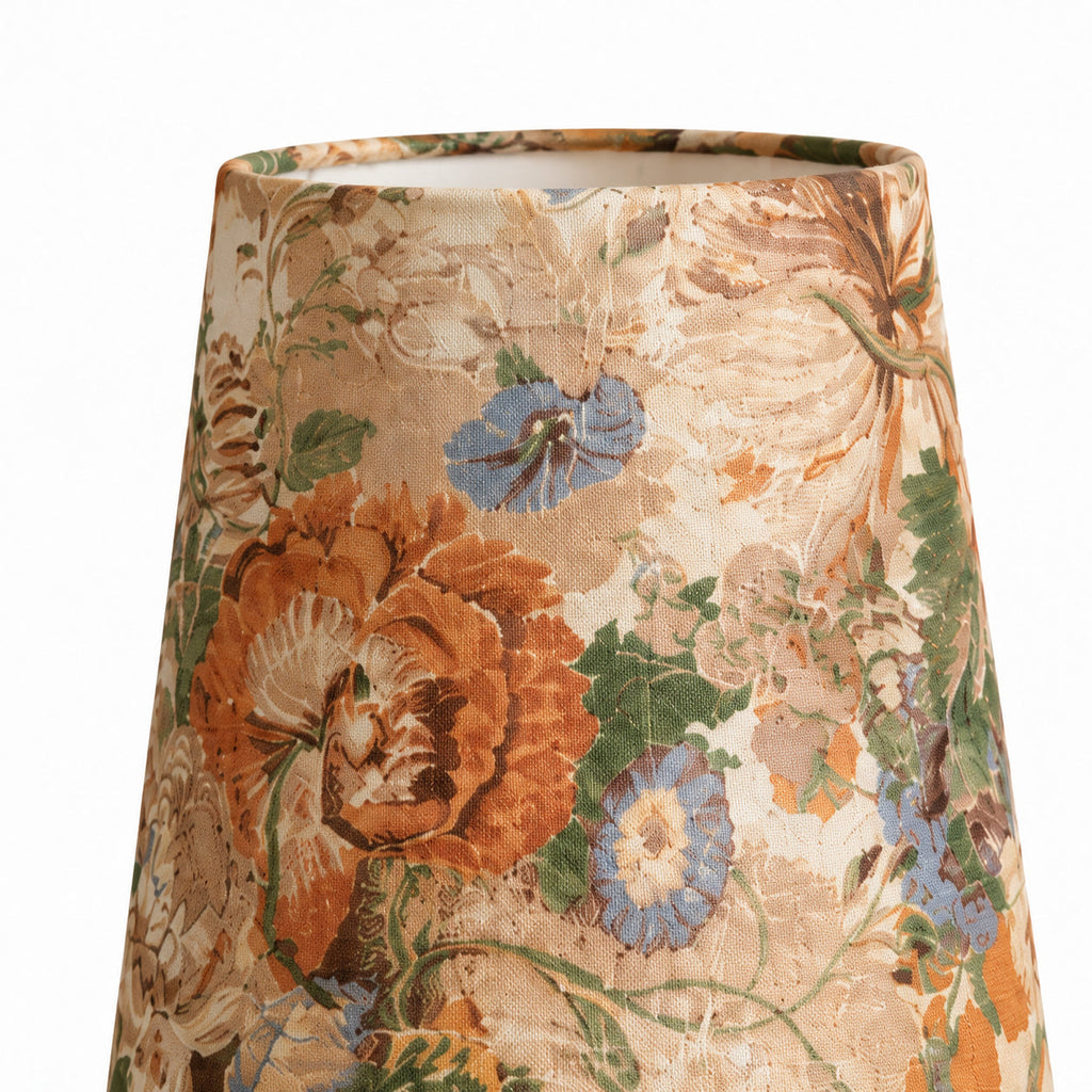 Floral Shade Table Lamp with Fluted Decorative Base — floral shade and ribbed dark base