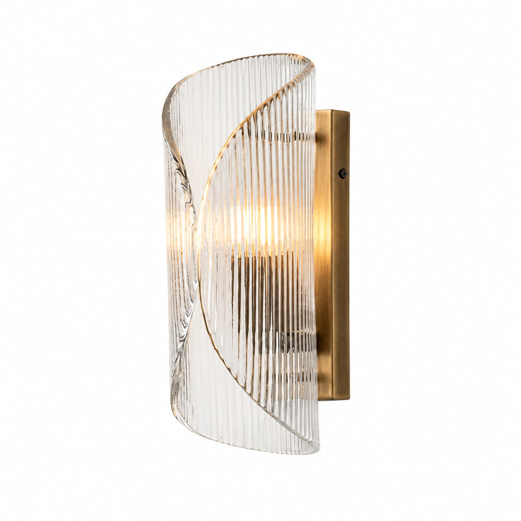 Curved Ribbed Glass Wall Light — curved ribbed glass wall light