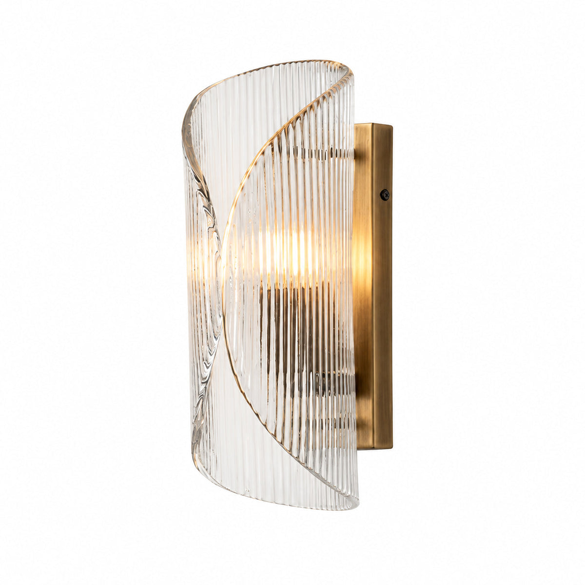 Curved Ribbed Glass Wall Light — curved ribbed glass wall light