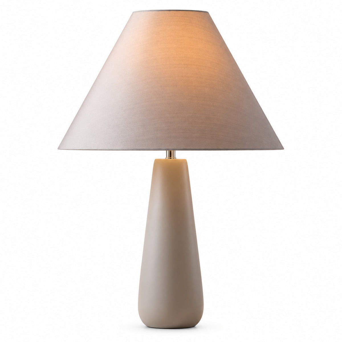 Tapered-Shade Table Lamp with Concrete or Ceramic Base — tapered base and conical shade