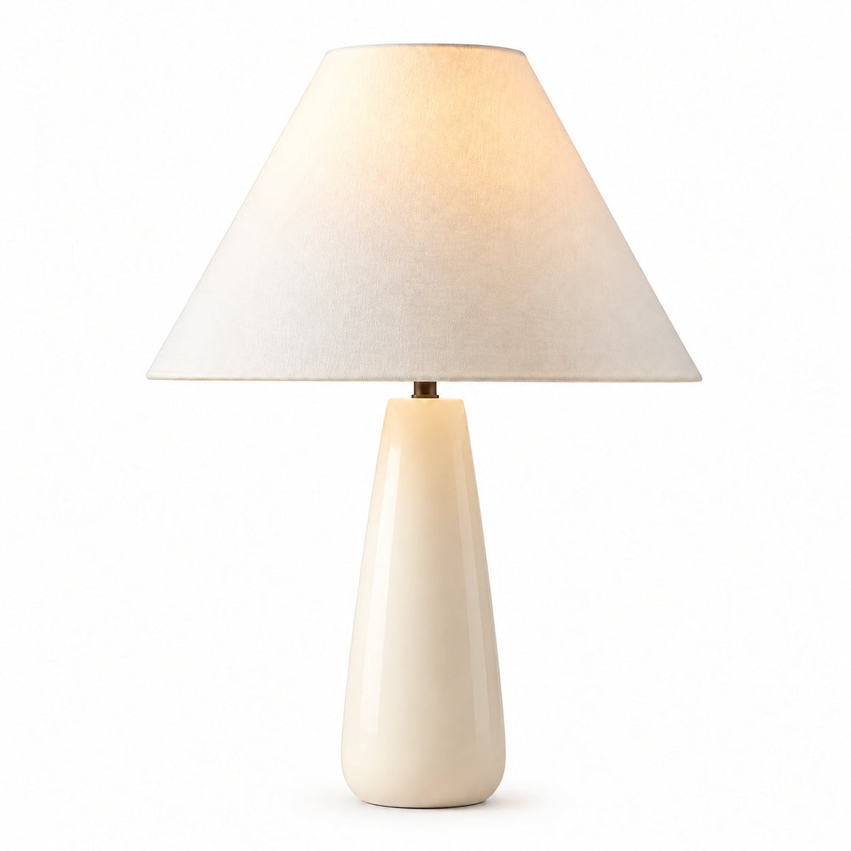 Tapered-Shade Table Lamp with Concrete or Ceramic Base — tapered base and conical shade