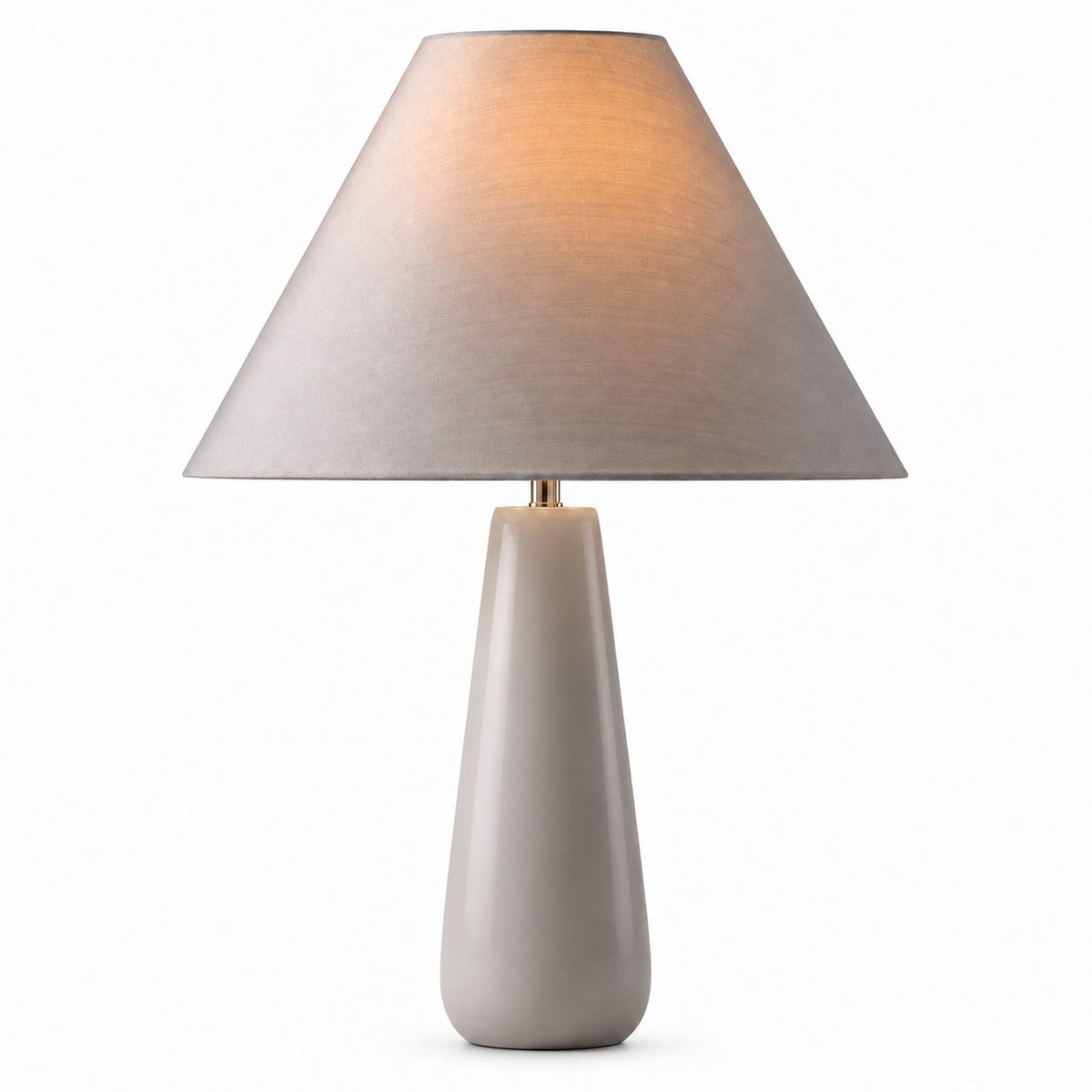 Tapered-Shade Table Lamp with Concrete or Ceramic Base — tapered base and conical shade