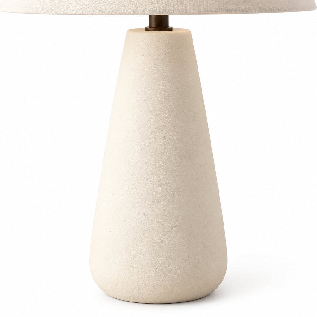 Tapered-Shade Table Lamp with Concrete or Ceramic Base — tapered base and conical shade