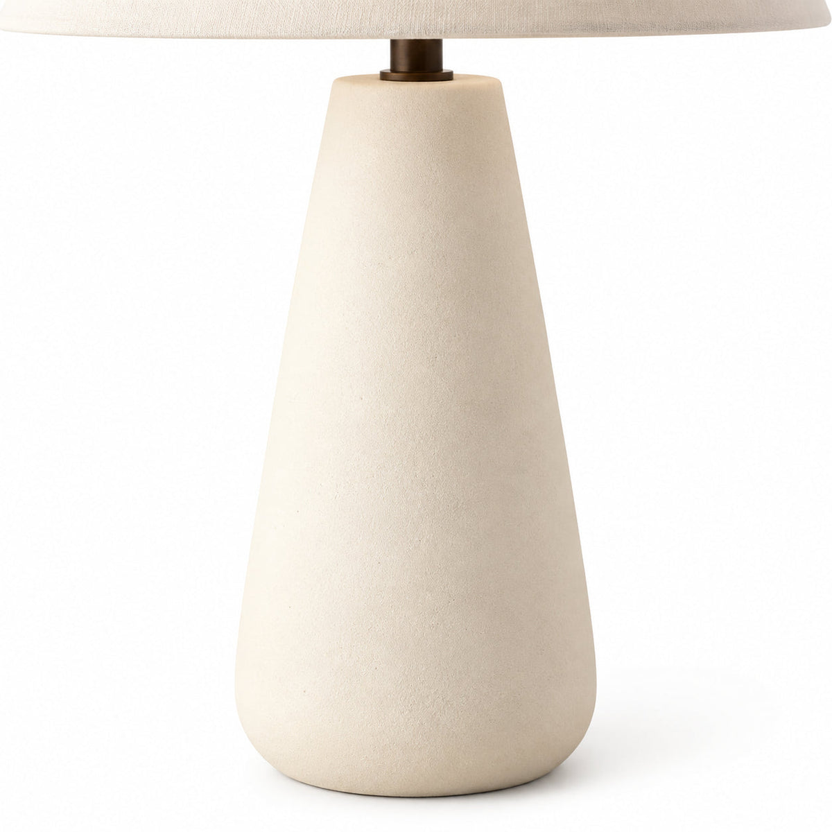 Tapered-Shade Table Lamp with Concrete or Ceramic Base — tapered base and conical shade