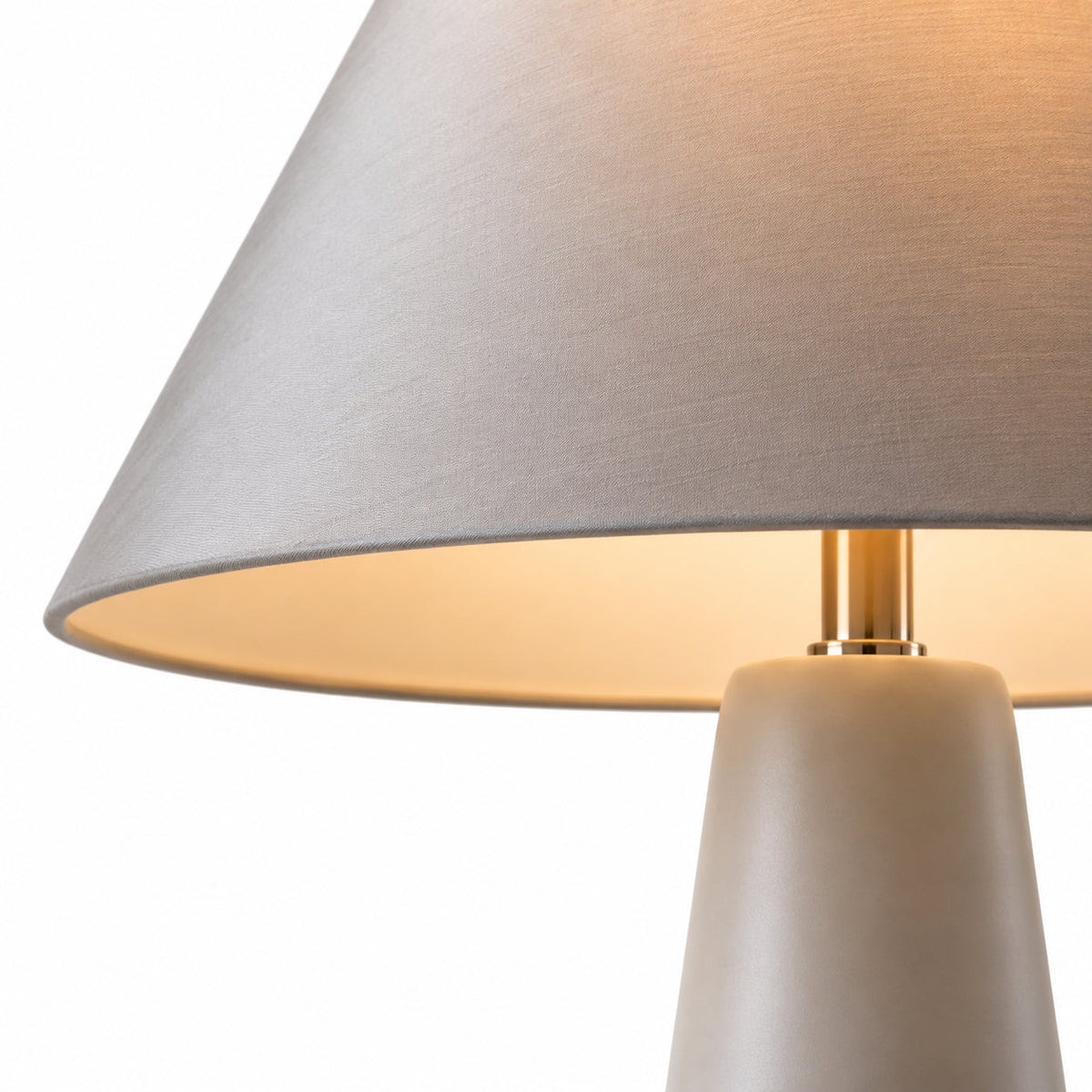 Tapered-Shade Table Lamp with Concrete or Ceramic Base — tapered base and conical shade