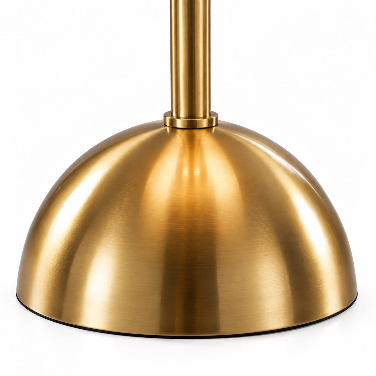 Disc-Shade LED Table Lamp in Amber Glass or Alabaster — disc-shaped shade and rounded base