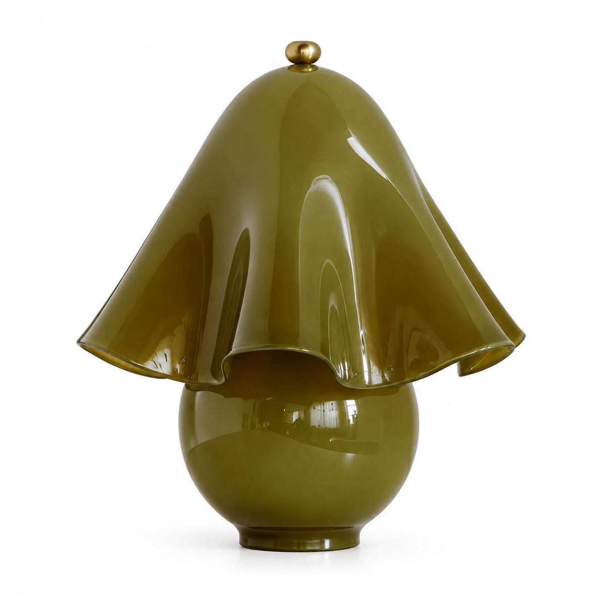 Sculptural Flower Glass Table Lamp in Spotted or Smooth Finishes — sculptural glass flower shade