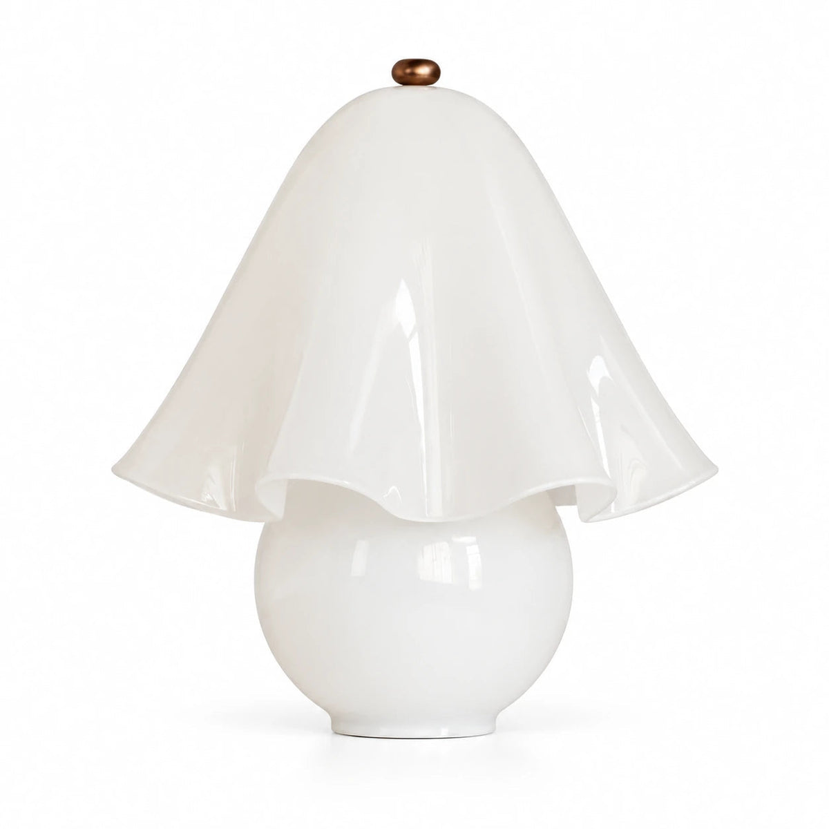 Sculptural Flower Glass Table Lamp in Spotted or Smooth Finishes — sculptural glass flower shade