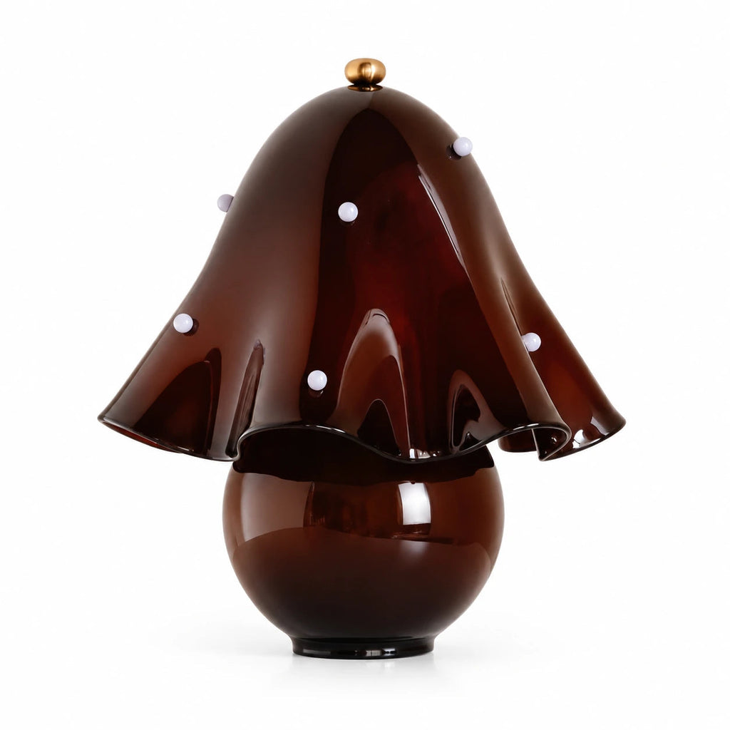 Sculptural Flower Glass Table Lamp in Spotted or Smooth Finishes — sculptural glass flower shade