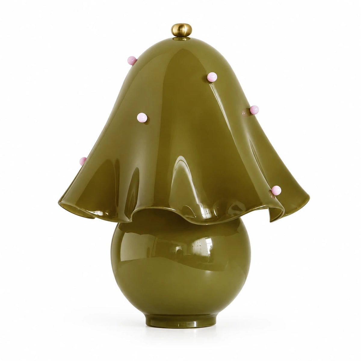 Sculptural Flower Glass Table Lamp in Spotted or Smooth Finishes — sculptural glass flower shade