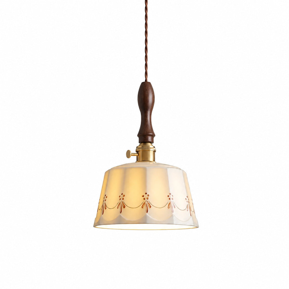 Floral Ceramic Shade Pendant Lamp — patterned ceramic pendant shade