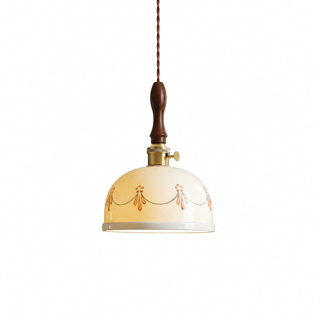 Floral Ceramic Shade Pendant Lamp — patterned ceramic pendant shade