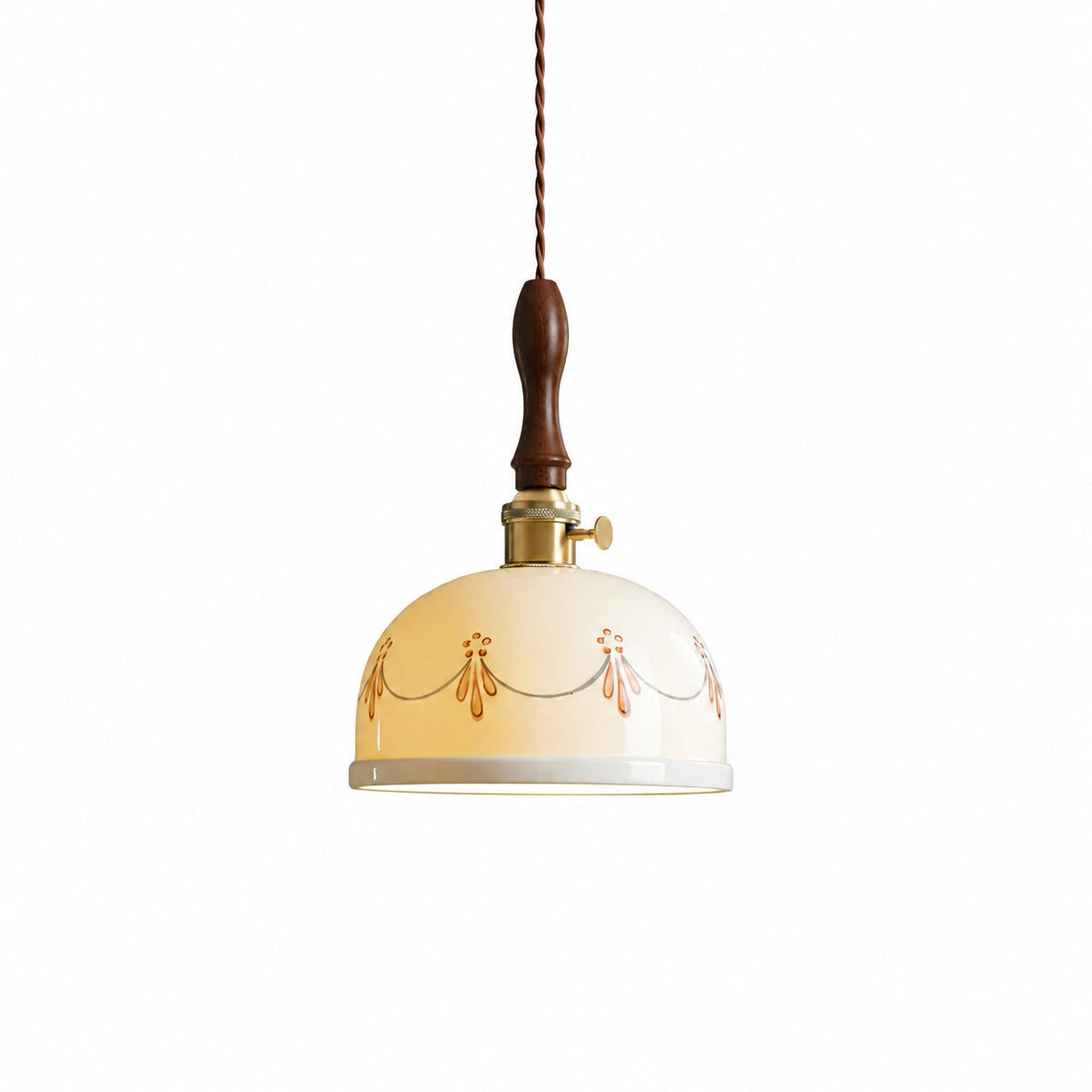 Floral Ceramic Shade Pendant Lamp — patterned ceramic pendant shade