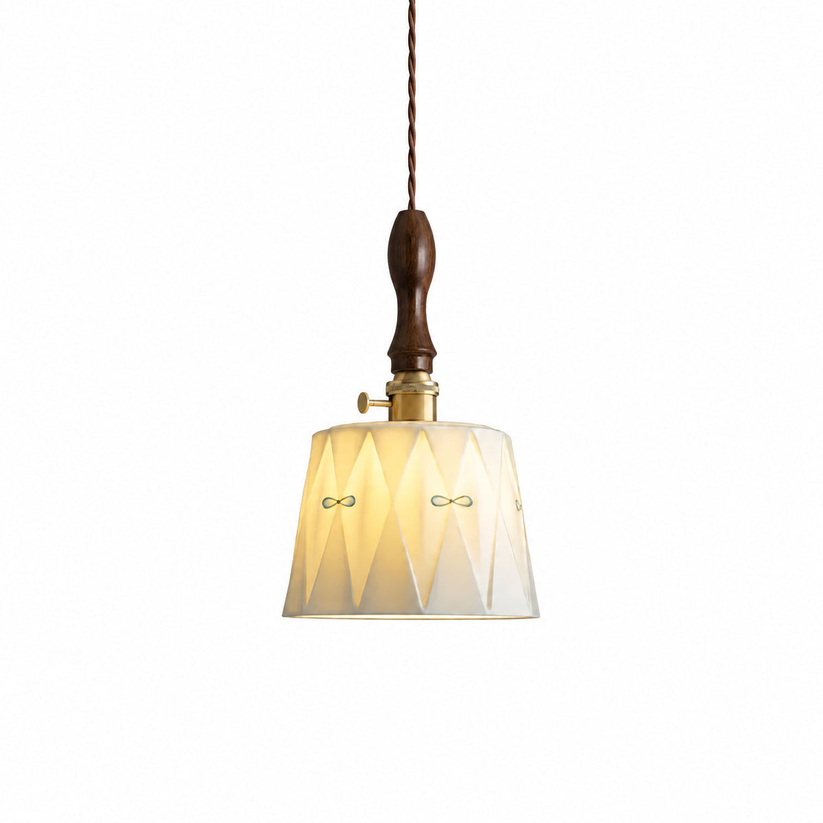 Floral Ceramic Shade Pendant Lamp — patterned ceramic pendant shade