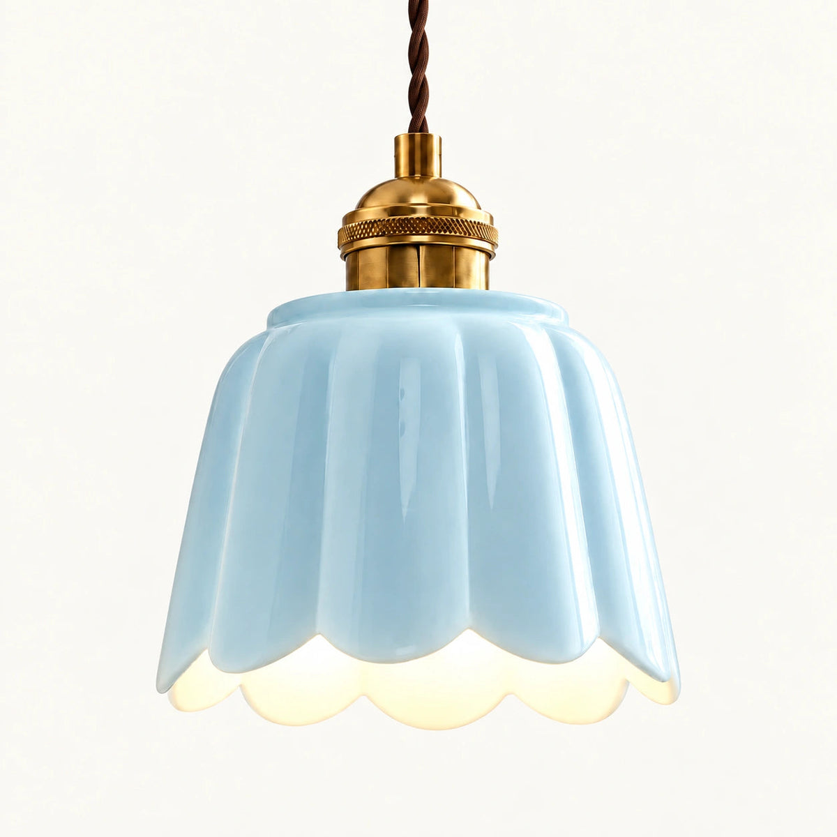 Ceramic Petal Pendant Lamp — scalloped ceramic pendant shade