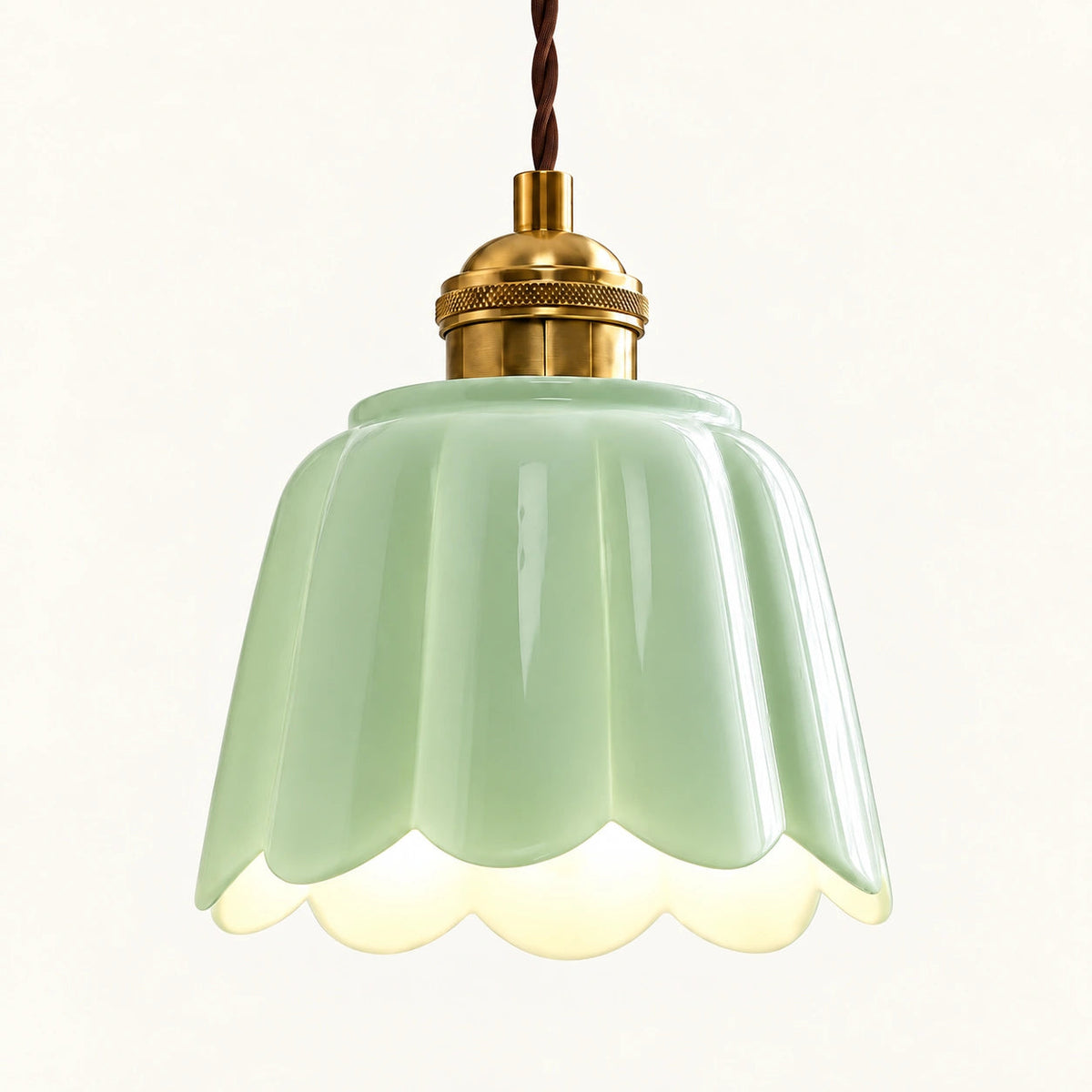 Ceramic Petal Pendant Lamp — scalloped ceramic pendant shade