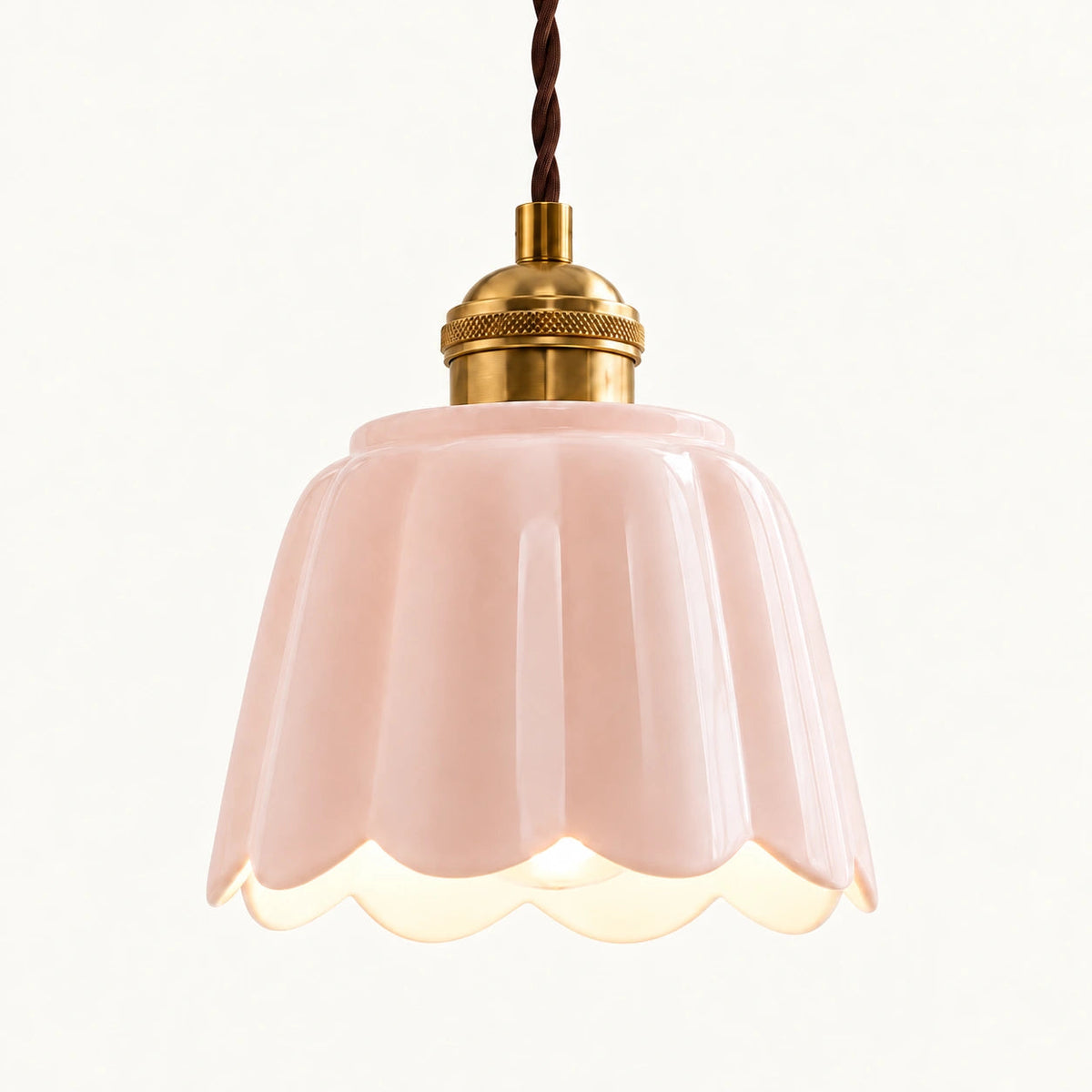 Ceramic Petal Pendant Lamp — scalloped ceramic pendant shade