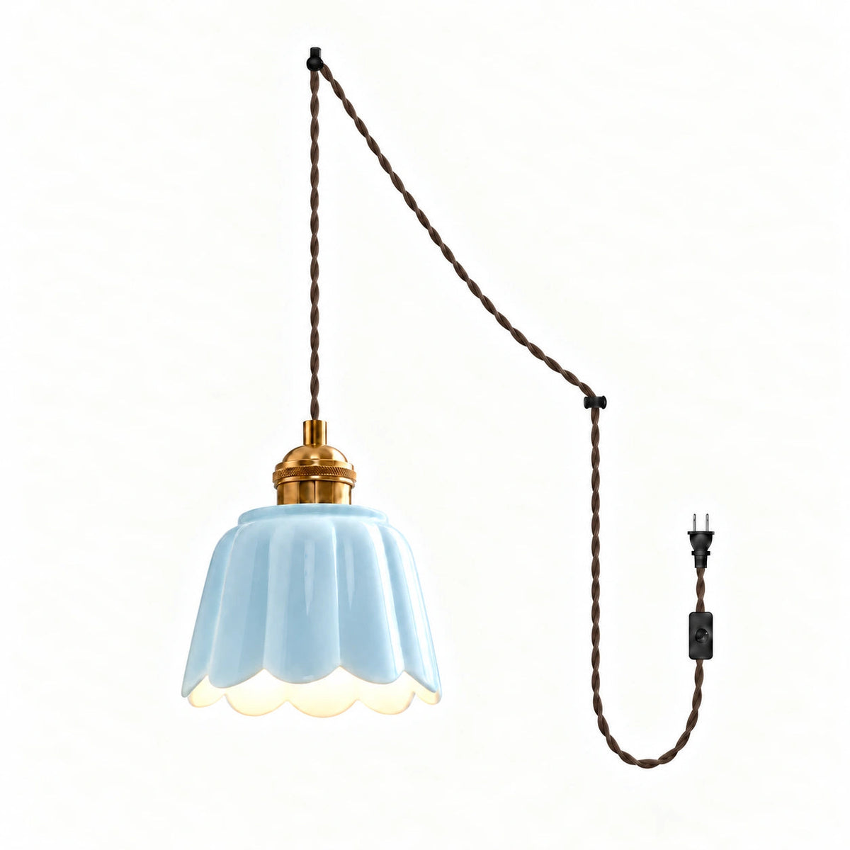 Ceramic Petal Pendant Lamp — scalloped ceramic pendant shade