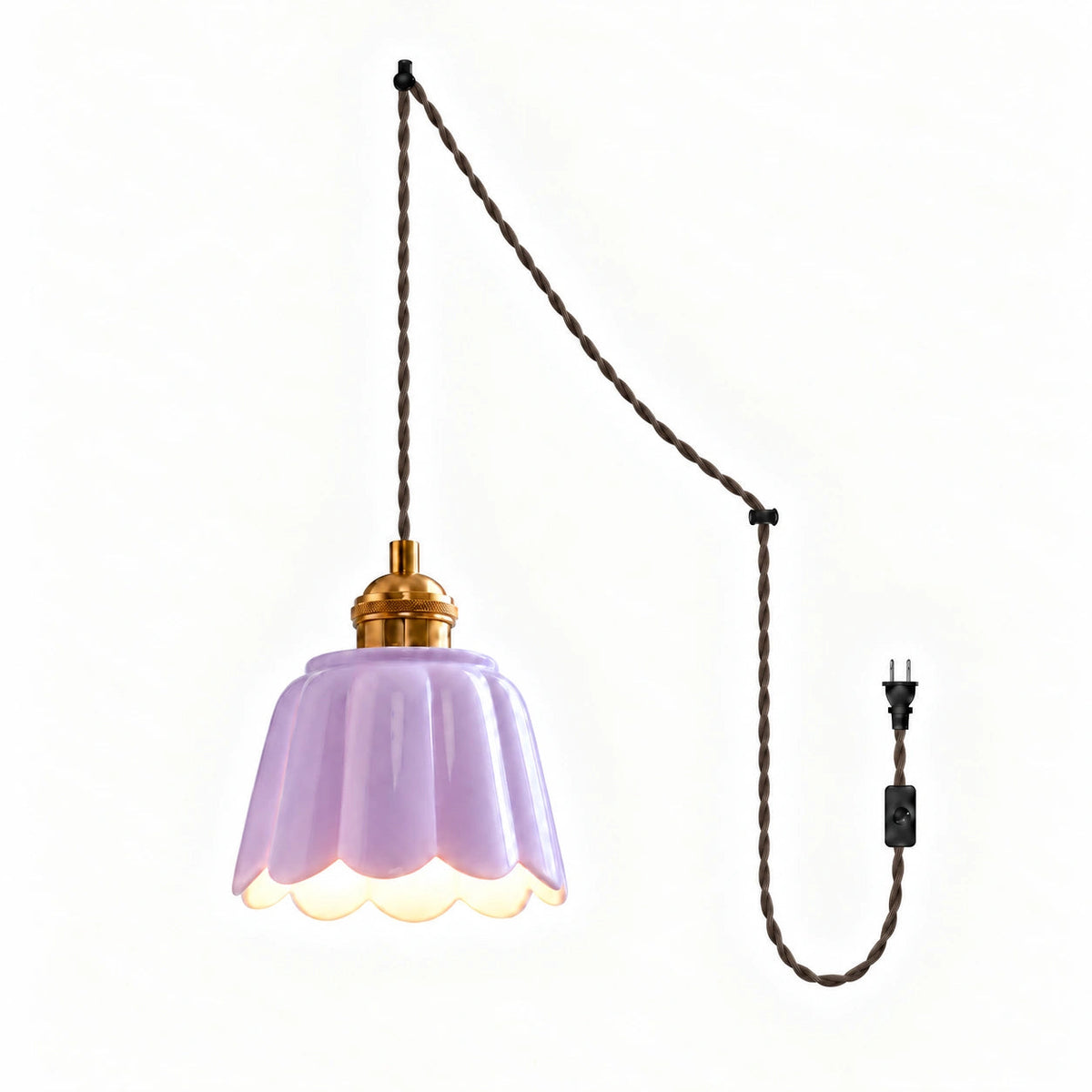 Ceramic Petal Pendant Lamp — scalloped ceramic pendant shade