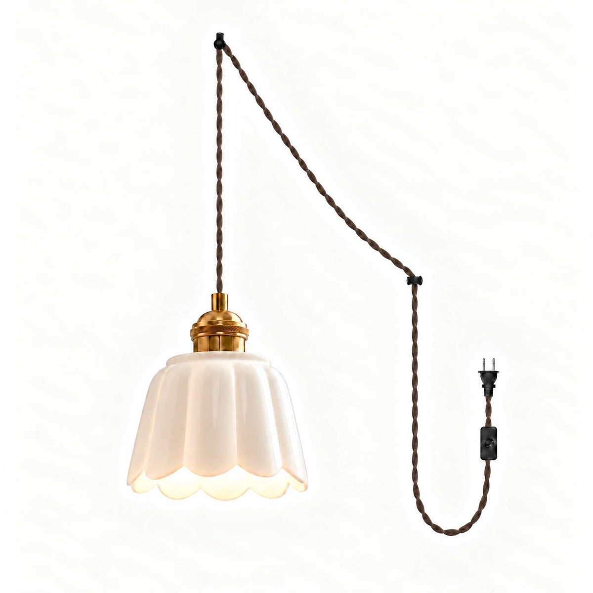 Ceramic Petal Pendant Lamp — scalloped ceramic pendant shade