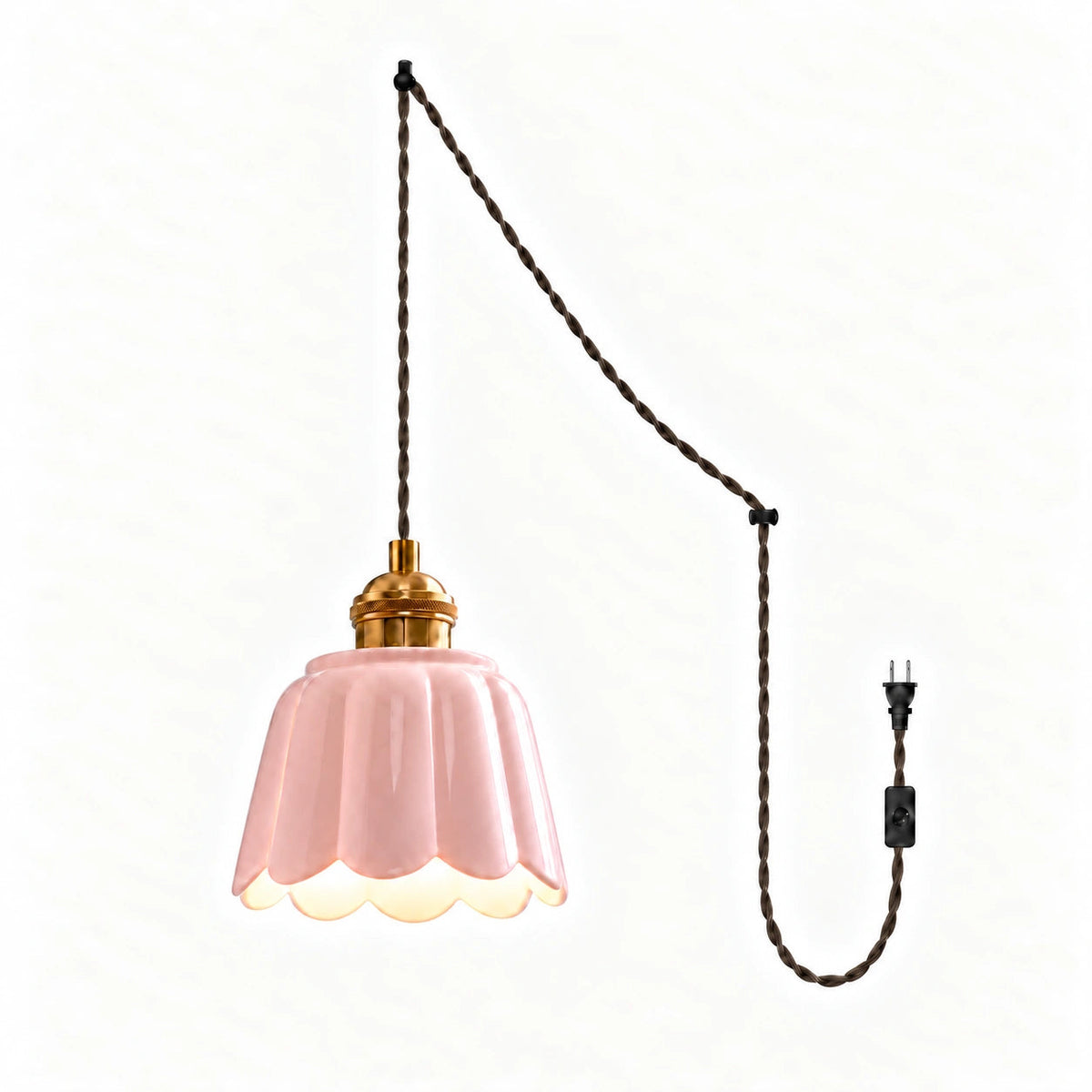 Ceramic Petal Pendant Lamp — scalloped ceramic pendant shade